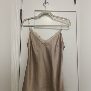Zara Champagne Satin Camisole with Lace